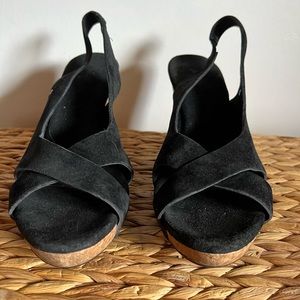 UGG Black Suede and Cork Wedges size 8